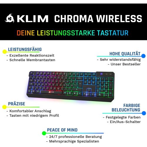  [아마존베스트]KLIM Chroma Gamer Keyboard with USB Cable - High Performance - Colourful Lighting (Black) RGB PC Windows, Mac, PS4