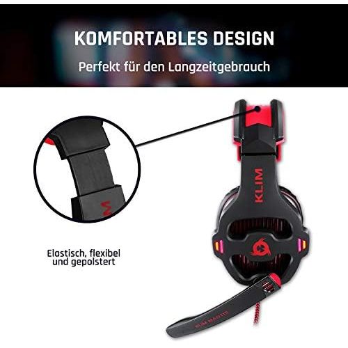  [아마존베스트]KLIM gaming headset - USB 7.1 gaming headphones. High quality with microphone. For PC Mac PS4 laptop games. Over ear gamer headphones. Noise cancelling microphone [ new 2020 versio