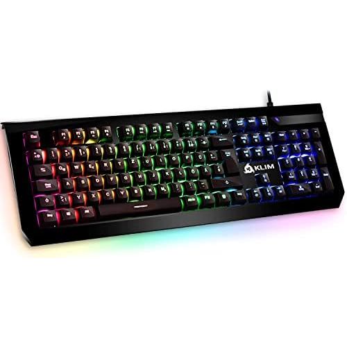  [아마존베스트]KLIM Domination  German  Mechanical RGB QWERTZ Keyboard  New 2019 Version  Blue Keys  Faster, Precise, Comfortable Keystroke  Full Freedom in Colour Choice PC PS4