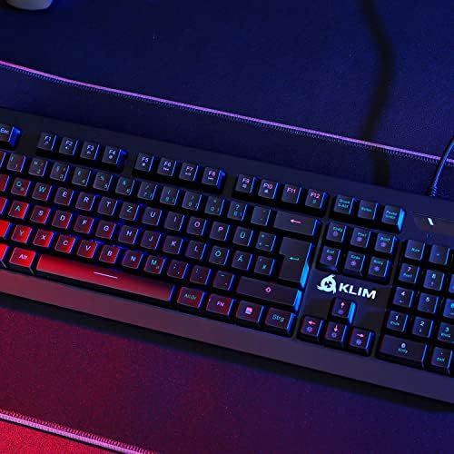  [아마존베스트]KLIM Domination  German  Mechanical RGB QWERTZ Keyboard  New 2019 Version  Blue Keys  Faster, Precise, Comfortable Keystroke  Full Freedom in Colour Choice PC PS4