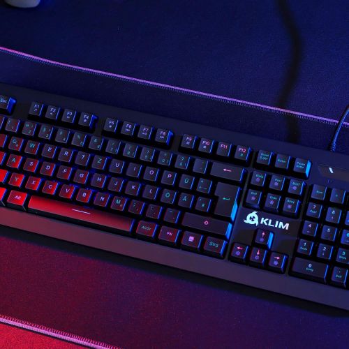  [아마존베스트]KLIM Domination  German  Mechanical RGB QWERTZ Keyboard  New 2019 Version  Blue Keys  Faster, Precise, Comfortable Keystroke  Full Freedom in Colour Choice PC PS4