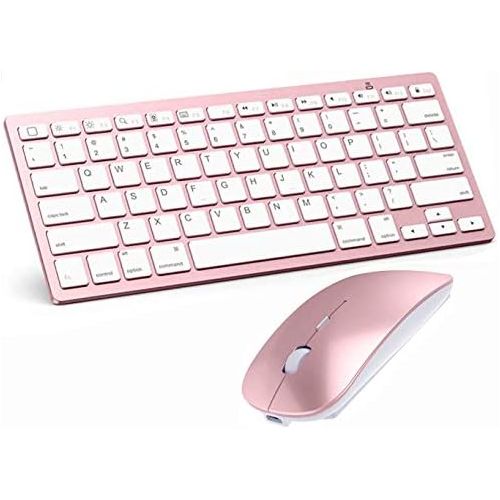  [아마존베스트]KLNANA Bluetooth Keyboard and Mouse Combo,Wireless Keyboard and Mouse for iPad pro/iPad Air/iPad/iPad Mini, iPhone (iPadOS 13 / iOS 13 and Above), (Rose Gold)