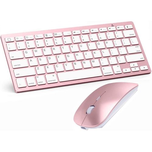  [아마존베스트]KLNANA Bluetooth Keyboard and Mouse Combo,Wireless Keyboard and Mouse for iPad pro/iPad Air/iPad/iPad Mini, iPhone (iPadOS 13 / iOS 13 and Above), (Rose Gold)