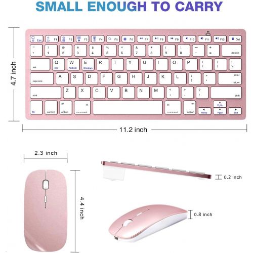  [아마존베스트]KLNANA Bluetooth Keyboard and Mouse Combo,Wireless Keyboard and Mouse for iPad pro/iPad Air/iPad/iPad Mini, iPhone (iPadOS 13 / iOS 13 and Above), (Rose Gold)