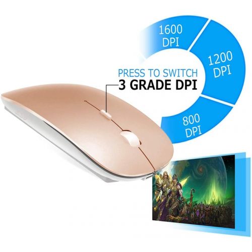  [아마존베스트]KLO Rechargeable Bluetooth Mouse for Laptop Mac Pro Air Bluetooth Wireless Mouse for MacBook pro MacBook Air MacBook Mac Window Laptop (Rose Gold)