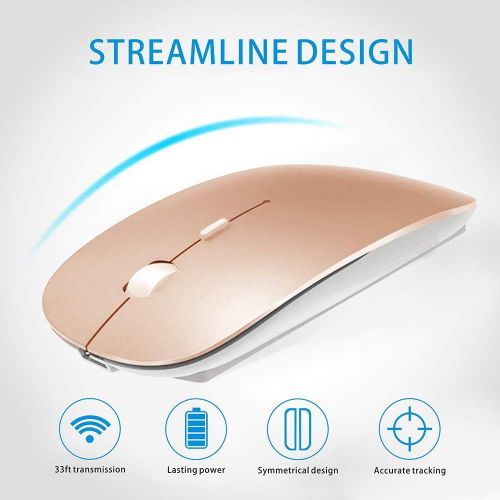  [아마존베스트]KLO Rechargeable Bluetooth Mouse for MacBook pro/MacBook air/Laptop/iMac/ipad, Wireless Mouse for MacBook pro MacBook Air/iMac/Laptop/Notebook/pc(Bluetooth Mouse/Rose Gold)