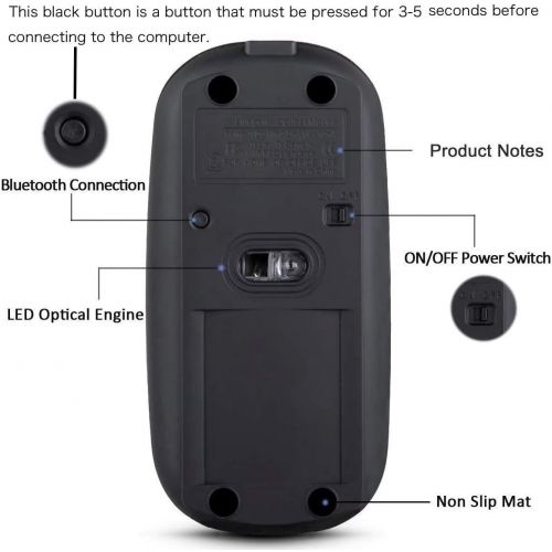  [아마존베스트]KLO Rechargeable Bluetooth Mouse for MacBook pro/MacBook air/Laptop/iMac/ipad, Wireless Mouse for MacBook pro MacBook Air/iMac/Laptop/Notebook/pc(Bluetooth Mouse/Black)