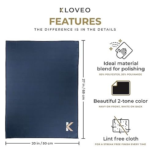  KLOVEO Polishing Cloth - Wine Glass Polishing Cloths - 20x27 Inch Large Size, Lint Free, Microfiber Cleaning Cloth for Glassware, Glasses, Sunglasses, Phone Screens, Camera Lens
