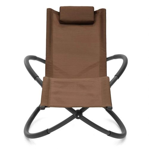  KLS14 Modern Zero Gravity Orbital Folding Lounge Chair Woven PVC Fabric Powder-Coated Finished Steel Frame With Removable Pillow Outdoor Patio Beach Picnic Home Garden furniture - Set of