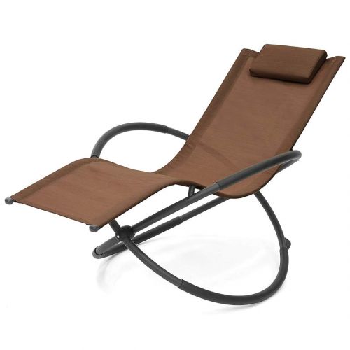  KLS14 Modern Zero Gravity Orbital Folding Lounge Chair Woven PVC Fabric Powder-Coated Finished Steel Frame With Removable Pillow Outdoor Patio Beach Picnic Home Garden furniture - Set of