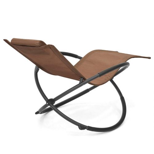  KLS14 Modern Zero Gravity Orbital Folding Lounge Chair Woven PVC Fabric Powder-Coated Finished Steel Frame With Removable Pillow Outdoor Patio Beach Picnic Home Garden furniture - Set of