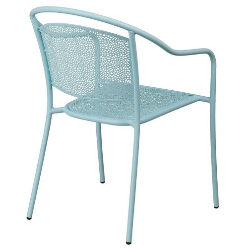  KLS14 Modern Design Lightweight Stacking Patio Chair Integrated Arms Curved Round Back Tubular Steel Frame Indoor-Outdoor Home Commercial Furniture Decor - Set of 2 Soft Blue #2115