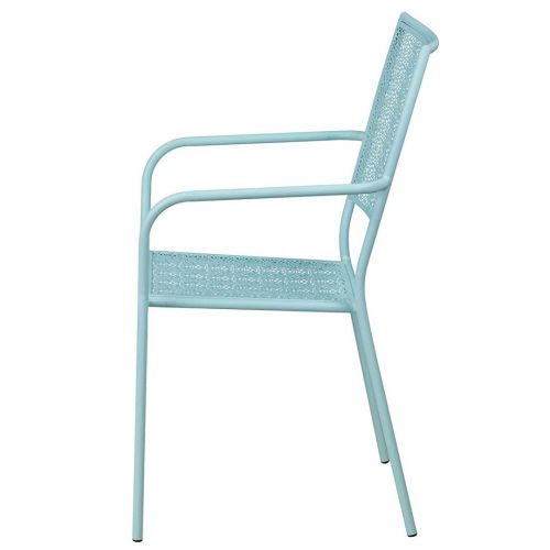  KLS14 Modern Design Lightweight Stacking Patio Chair Integrated Arms with Transparent Flower Seat and Back Patterned Tubular Steel Frame Indoor-Outdoor Home Furniture Decor - Set o