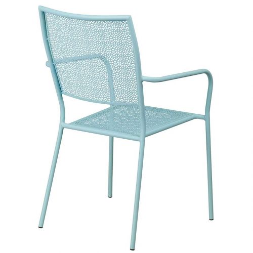  KLS14 Modern Design Lightweight Stacking Patio Chair Integrated Arms with Transparent Flower Seat and Back Patterned Tubular Steel Frame Indoor-Outdoor Home Furniture Decor - Set o