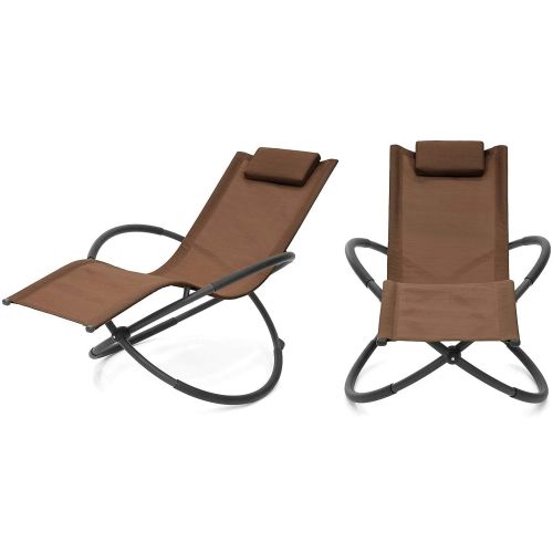  KLS14 Modern Zero Gravity Orbital Folding Lounge Chair Woven PVC Fabric Powder-Coated Finished Steel Frame With Removable Pillow Outdoor Patio Beach Picnic Home Garden furniture - Set of