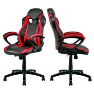 KLS14 Modern Style High Back Gaming Chairs 360-Degree Swivel Design Desk Task PU Leather Upholstery Thick Padded Seat Posture Support Home Office Furniture - Set of 4 RedBlack #2123