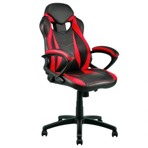  KLS14 Modern Style High Back Gaming Chairs 360-Degree Swivel Design Desk Task PU Leather Upholstery Thick Padded Seat Posture Support Home Office Furniture - Set of 4 RedBlack #2123