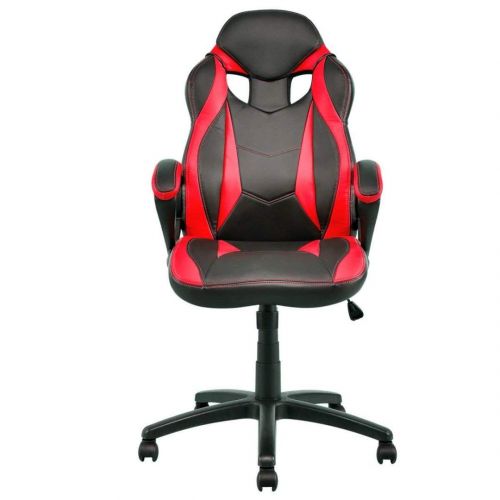  KLS14 Modern Style High Back Gaming Chairs 360-Degree Swivel Design Desk Task PU Leather Upholstery Thick Padded Seat Posture Support Home Office Furniture - Set of 4 RedBlack #2123