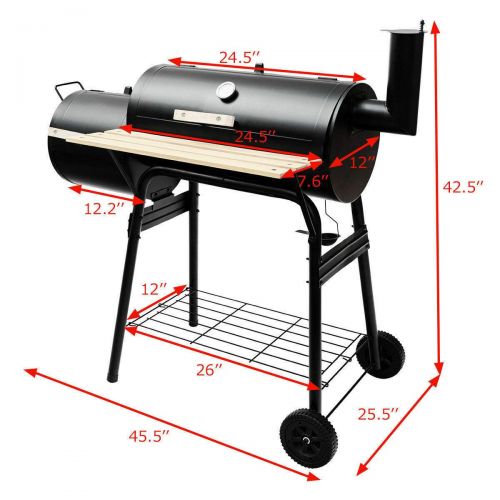  KM Mart Stove Steel BBQ Grill Charcoal Barbecue Pit Patio Backyard Meat Cooker Camping Dining Outdoor Smoker