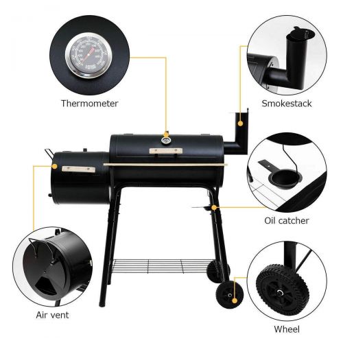  KM Mart Stove Steel BBQ Grill Charcoal Barbecue Pit Patio Backyard Meat Cooker Camping Dining Outdoor Smoker