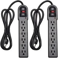 [아마존베스트]KMC 6-Outlet Surge Protector Power Strip 2-Pack, 900 Joule, 4-Foot Cord, Overload Protection, Black