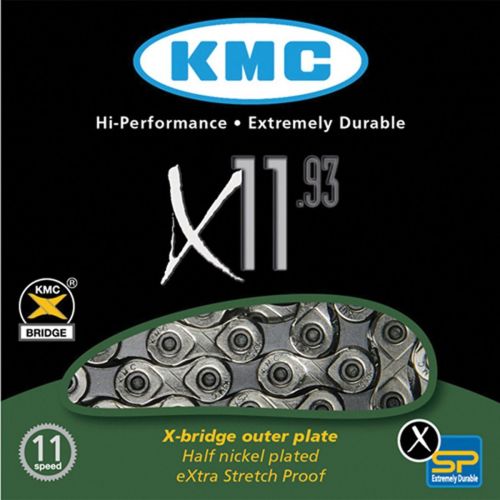  KMC X11.93 Chain: 11-speed 116 Links, Silver, Bulk Box of 25