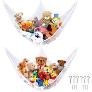 Stuffed Animal Hammock, Kmeivol Premium Plush Toy Hammock Large Pack 2, Foldable Stuffed Animal Storage Net with 3 Pcs Hanging Hooks, Jumbo Toy Hammock for Stuffed Animals Expands