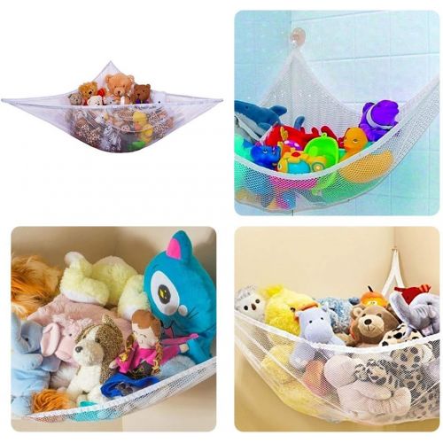  Stuffed Animal Hammock, Kmeivol Premium Plush Toy Hammock Large Pack 2, Foldable Stuffed Animal Storage Net with 3 Pcs Hanging Hooks, Jumbo Toy Hammock for Stuffed Animals Expands