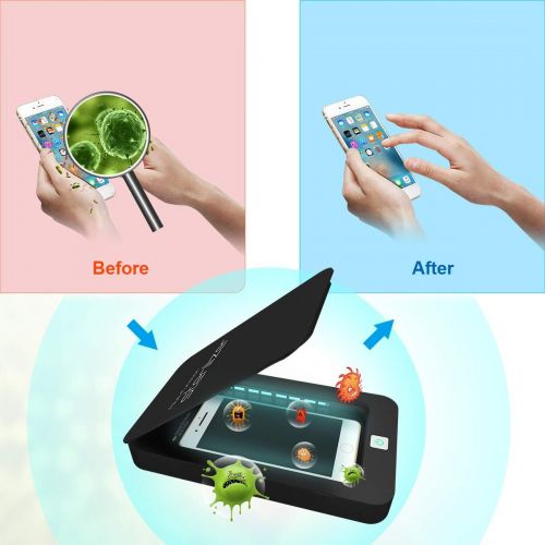  KMESOYI Phone Sanitizer, Clinically Proven UV Light Disinfector, Portable UVC Sterilize Box with Aromatherapy Function for Smartphone Cleaner-Black