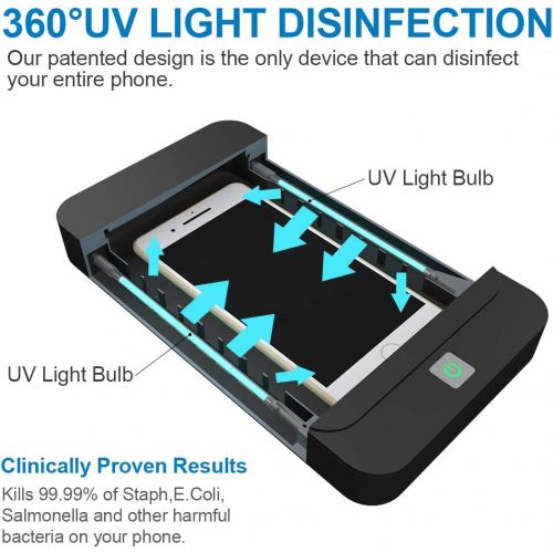  KMESOYI Phone Sanitizer, Clinically Proven UV Light Disinfector, Portable UVC Sterilize Box with Aromatherapy Function for Smartphone Cleaner-Black