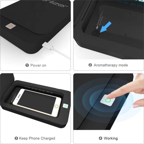  KMESOYI Phone Sanitizer, Clinically Proven UV Light Disinfector, Portable UVC Sterilize Box with Aromatherapy Function for Smartphone Cleaner-Black