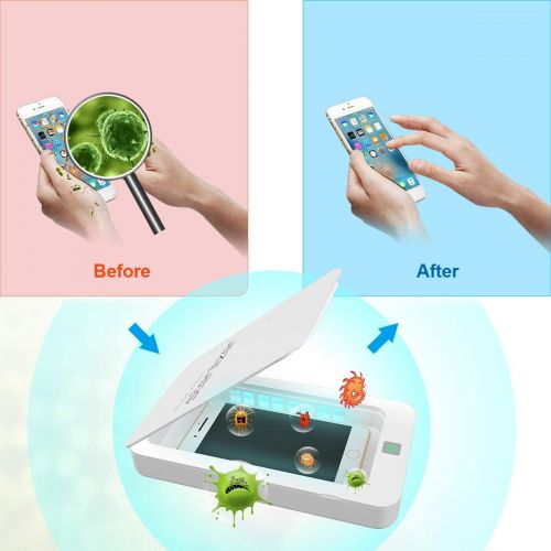  KMESOYI Cell Phone Sanitizer, Portable UVC Sterilize Box with Aromatherapy Function for Smartphone Cleaner, Clinically Proven UV Light Disinfector (White)