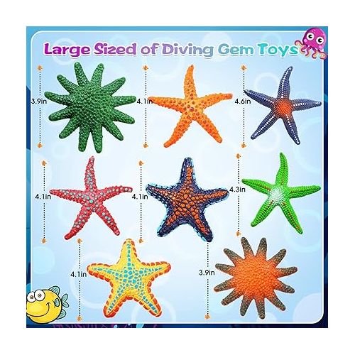  KMUYSL Pool Toys, 10 Pcs Diving Toys for Kids, Swimming Underwater Pool Toys for Ages 4-8, 8-12, Summer Beach Colorful Starfish Toys, Dive Throw Toy for Pool, Beach, Bathroom and Party