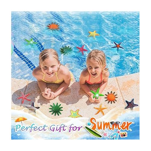  KMUYSL Pool Toys, 10 Pcs Diving Toys for Kids, Swimming Underwater Pool Toys for Ages 4-8, 8-12, Summer Beach Colorful Starfish Toys, Dive Throw Toy for Pool, Beach, Bathroom and Party