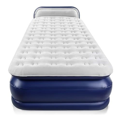  Luxury Comfort-Plush Air Mattress with Built-in Electric Pump & Enhanced Coil Technology - Double Height Inflatable Mattress for Home, Travel & Camping - Durable Blow Up Bed Colchon - Twin XL Size