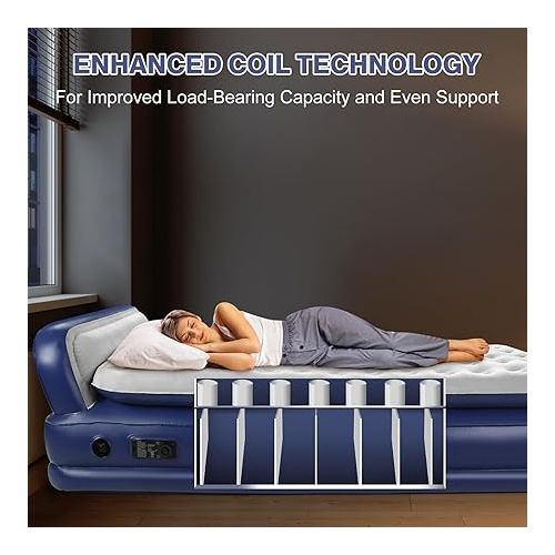  Luxury Comfort-Plush Air Mattress with Built-in Electric Pump & Enhanced Coil Technology - Double Height Inflatable Mattress for Home, Travel & Camping - Durable Blow Up Bed Colchon - Twin XL Size