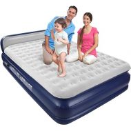 Luxury Comfort-Plush Air Mattress with Built-in Electric Pump & Enhanced Coil Technology - Double Height Inflatable Mattress for Home, Travel & Camping - Durable Blow Up Bed Colchon - Queen Size