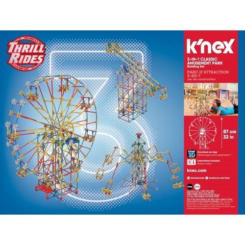 케이넥스 KNEX Thrill Rides - 3-in-1 Classic Amusement Park Building Set, Multicolor