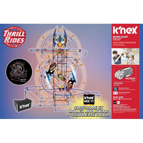 케이넥스 KNEX Thrill Rides  Bionic Blast Roller Coaster Building Set with Ride It! App  809Piece  Ages 9+ Building Set