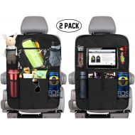 [아마존 핫딜]  [아마존핫딜]KNGUVTH Backseat Car Organizer Kick Mats, Car Seat Back Protectors with Clear 10 Tablet Holder + 5 Storage Pockets Back seat Organizer for Kids Toy Bottle Drink Vehicles Travel Acc