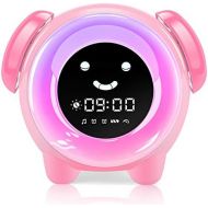 [아마존핫딜][아마존 핫딜] KNGUVTH Kids Alarm Clock, Updated Version Sleep Training Kids Clock with 7 Changing Colors Teach Girls Boys Time to Wake up, 6 Alarm Rings, NAP Timer, Rechargeable Battery USB Char