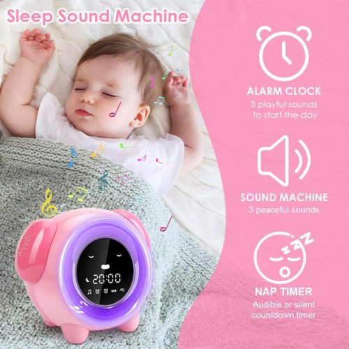  [아마존핫딜][아마존 핫딜] KNGUVTH Kids Alarm Clock, Updated Version Sleep Training Kids Clock with 7 Changing Colors Teach Girls Boys Time to Wake up, 6 Alarm Rings, NAP Timer, Rechargeable Battery USB Char