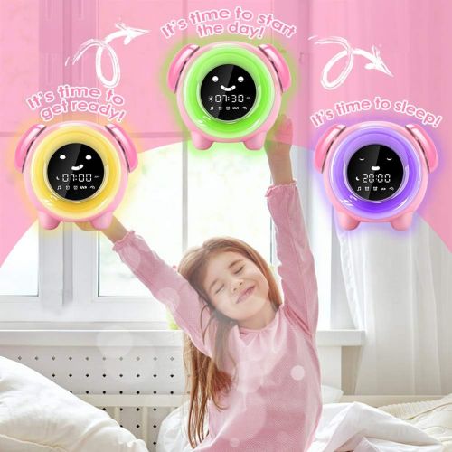  [아마존핫딜][아마존 핫딜] KNGUVTH Kids Alarm Clock, Updated Version Sleep Training Kids Clock with 7 Changing Colors Teach Girls Boys Time to Wake up, 6 Alarm Rings, NAP Timer, Rechargeable Battery USB Char