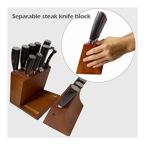  Knife Set 16-Piece Kitchen Knife Set With Wooden Block, Germany High Carbon Stainless Steel Professional Chef Knife Block Set, Ultra Sharp, Forged