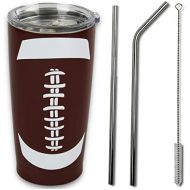 KNITPOPSHOP Basketball Hockey Football Softball Baseball Tumbler Cup 30oz Gift for Mom Men Sports Coach Travel Coffee Mug, Stainless Steel Straw and Cleaner (Football, 20oz)