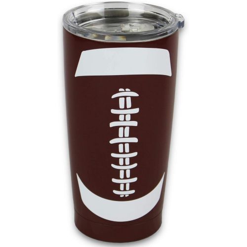  KNITPOPSHOP Basketball Hockey Football Softball Baseball Tumbler Cup 30oz Gift for Mom Men Sports Coach Travel Coffee Mug, Stainless Steel Straw and Cleaner (Football, 20oz)