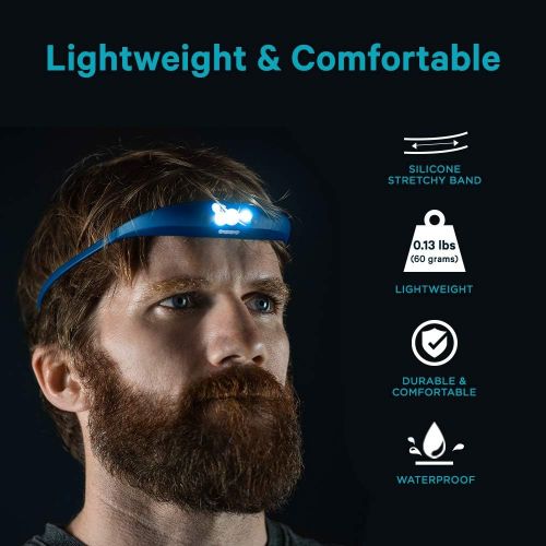  KNOG Bandicoot Silicone LED HeadLamp - No Bounce, Waterproof USB Rechargeable Headlamp with Four Settings for Night Running, Camping, Hunting, Fishing
