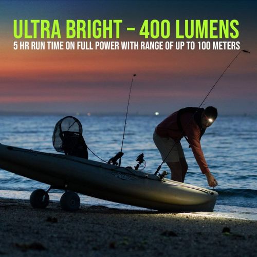  KNOG Bilby 400 Lumen Headlamp - Rechargeable Silicone Head Light w/ 7 Light Modes - Ultralight, IP67 Waterproof