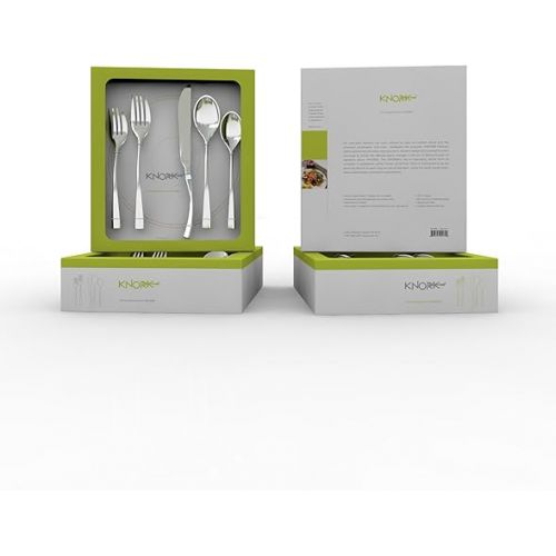  Knork Chrome Curve Flatware, 20 Piece Set, Service for 4, Silverware, Gloss Silver