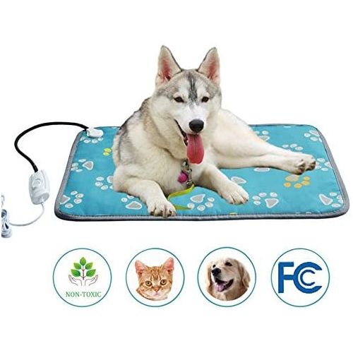  KOBWA Pet Heating Pad Large, Indoor Electric Heat Dog Cat Pad with Temperature Controller, Waterproof Pet Heating Mat with Overheat Protection, Heater Warmer Mat Bed Blanket with A